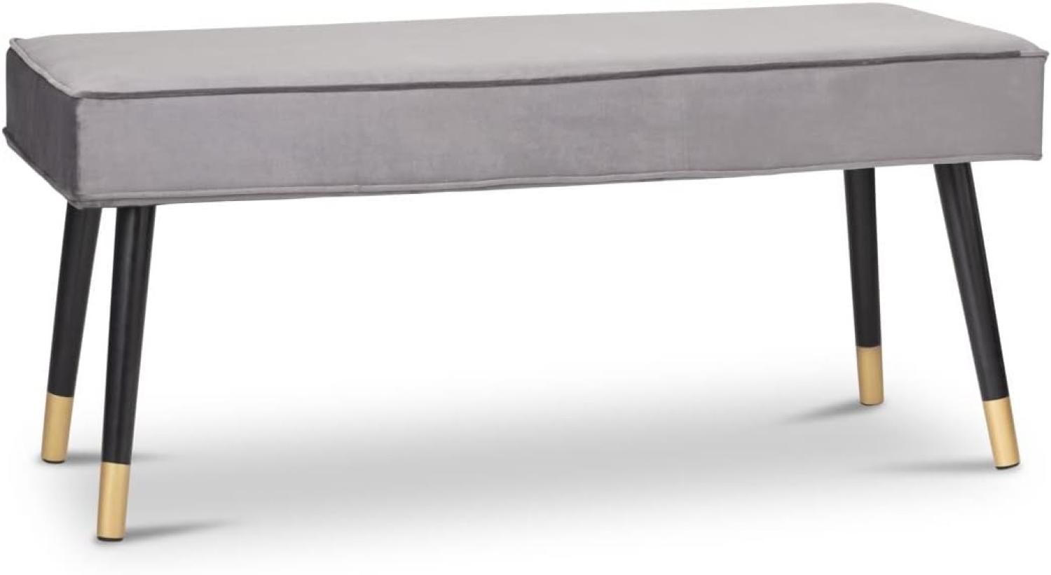 LIFA LIVING Graue Bank aus Samt, Luxuriöse Sitzbank für Schlafzimmer, Wohnzimmer & Flur, Polsterbank für den Innenbereich, Samt Pouf in 101 x 42 x 45 cm Bild 1