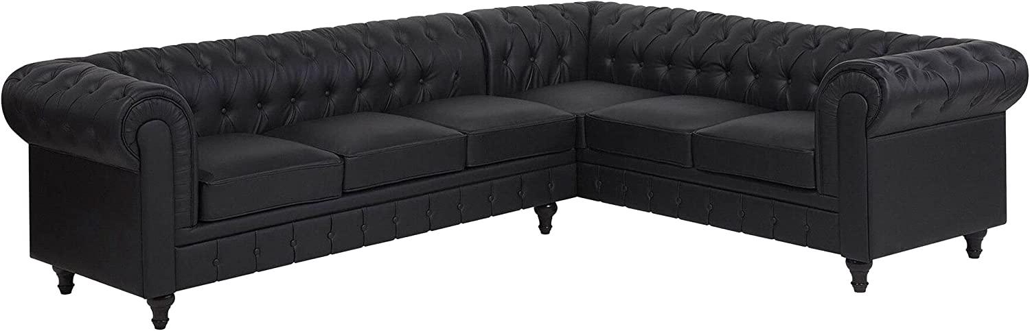 Ecksofa Kunstleder schwarz linksseitig CHESTERFIELD Bild 1