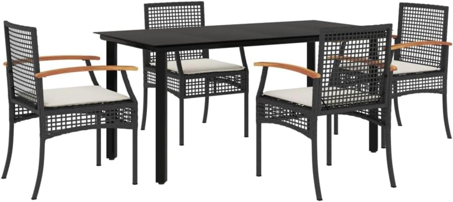 vidaXL 5-tlg. Garten-Essgruppe mit Kissen Schwarz Poly Rattan 3213606 Bild 1