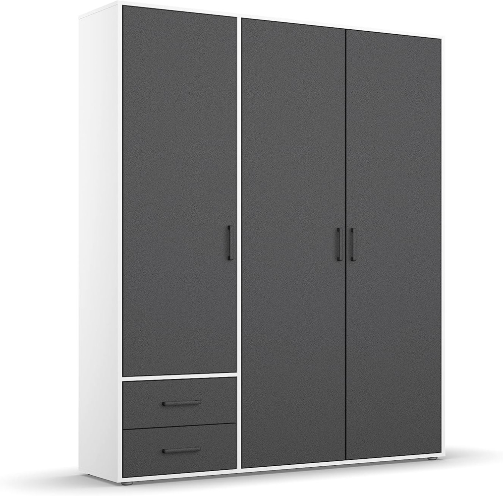 rauch Drehtürenschrank Kleiderschrank Schrank Garderobe Wäscheschrank VOYAGER (in 3 verschiedenen Ausstattungen BASIC/CLASSIC/PREMIUM) moderne Griffe in Graumetallic mit Außenschubkästen MADE IN GERMANY Bild 1