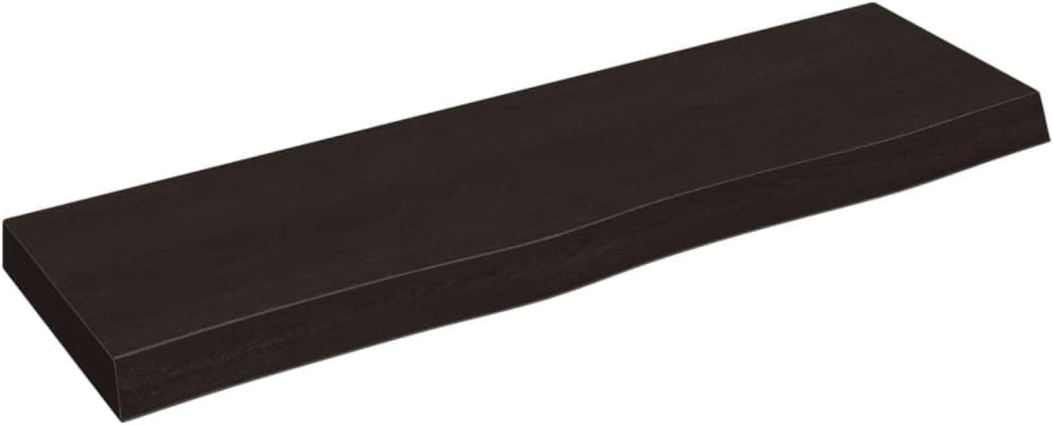 vidaXL Wandregal Dunkelbraun 100x30x(2-6)cm Massivholz Eiche Behandelt Bild 1