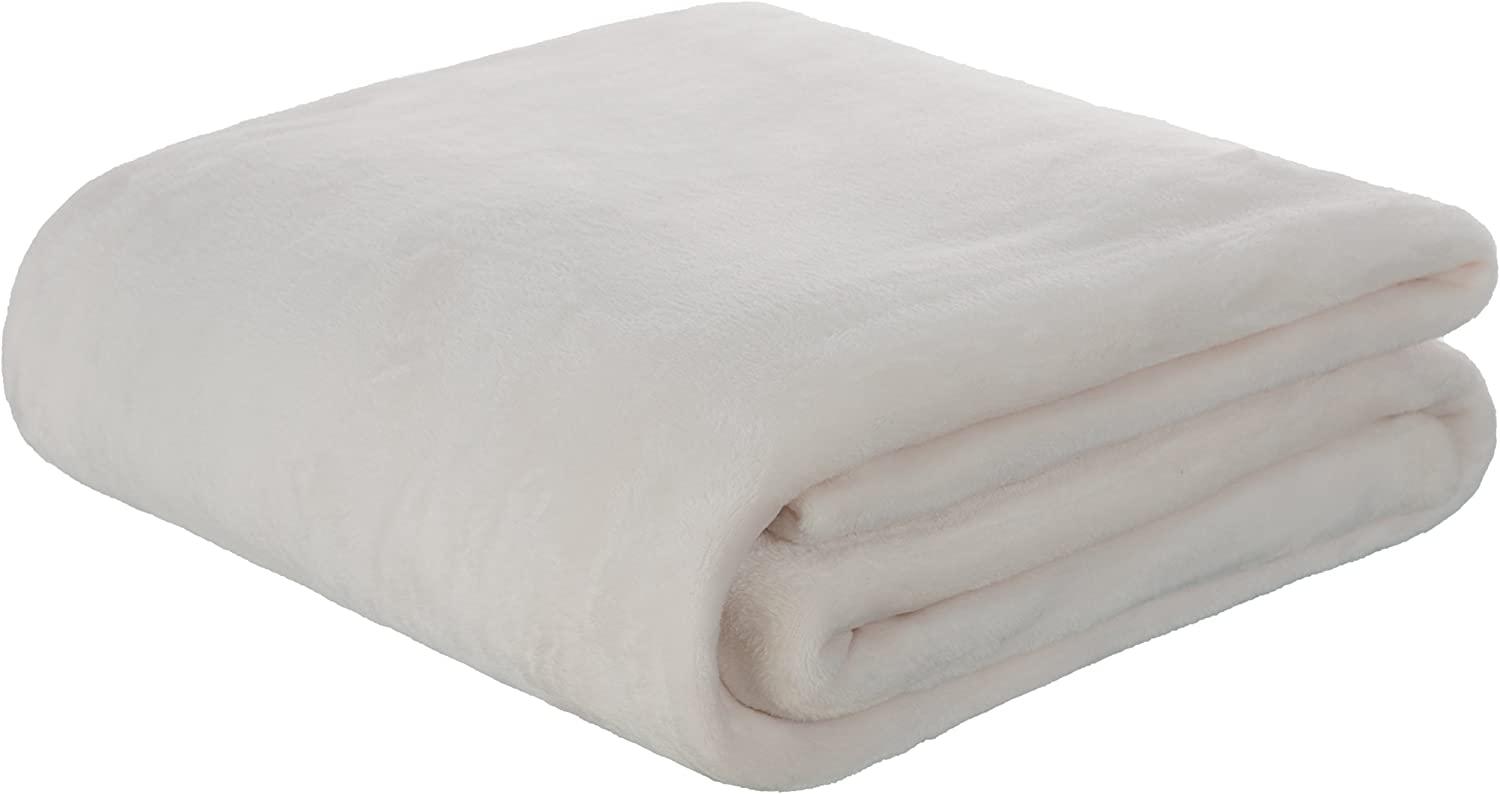 Brandsseller Flanelldecke Supersoft Kuscheldecke Tagesdecke Wohndecke - Uni - 180 x 220 cm - Creme Bild 1