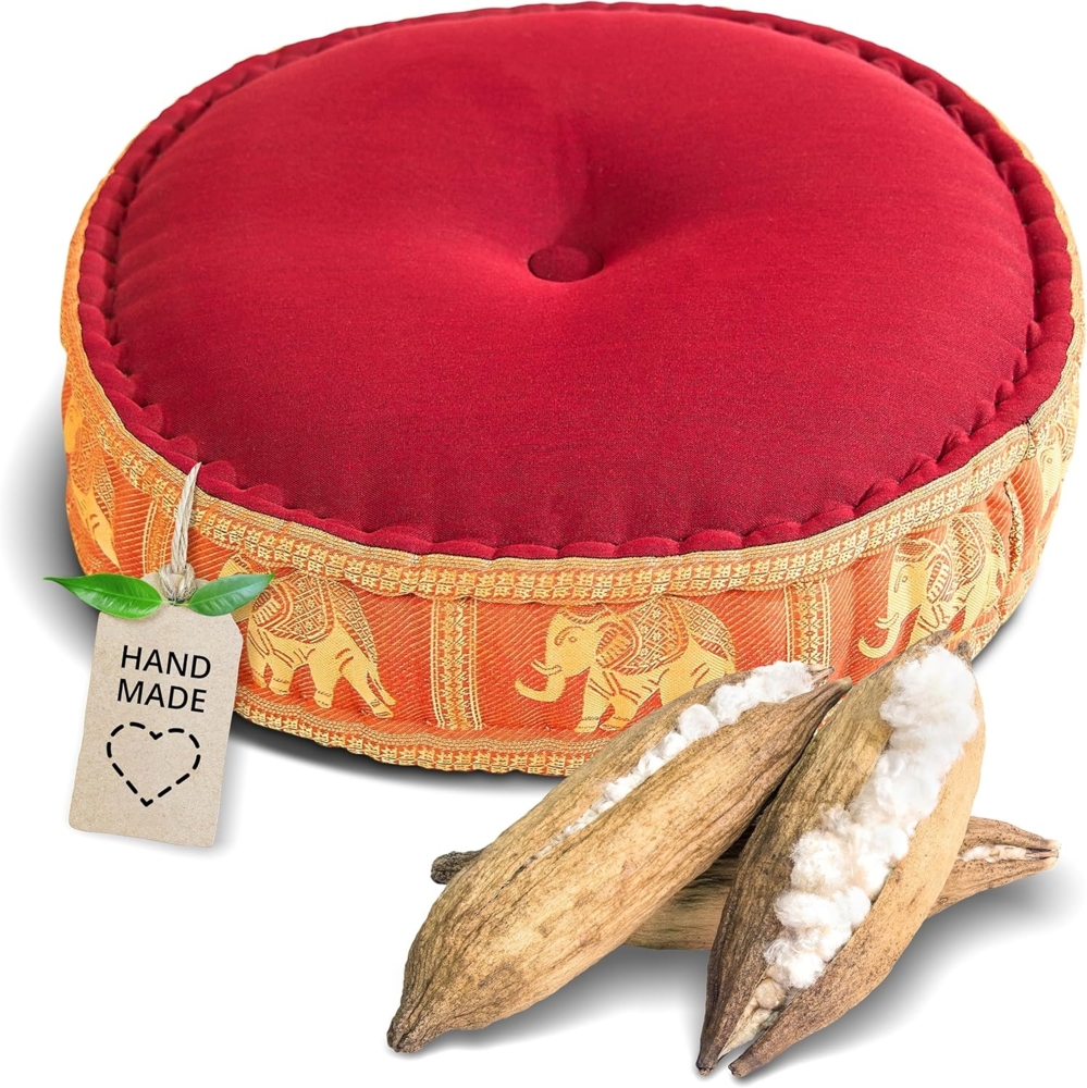 livasia Meditationskissen Zafukissen groß (Deluxe) vegan und handgefertigt, 44x15cm, Kapok Bild 1