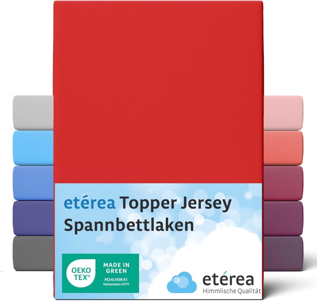 etérea Jersey Topper Spannbettlaken Spannbetttuch Rot 140x200 - 160x200 cm Bild 1