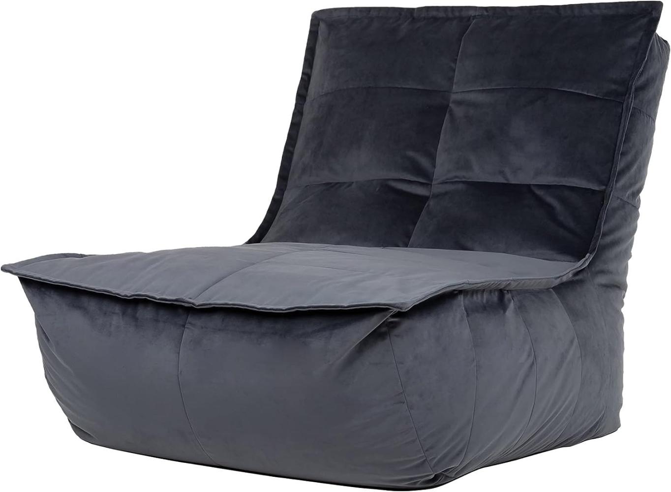 icon Sitzsack-Liege „Dolce“, Grau, Samt, XXL Sitzsack Sessel für Erwachsene, Riesensitzsack mit Füllung für das Wohnzimmer, Sitzsack Groß Plüsch Bild 1