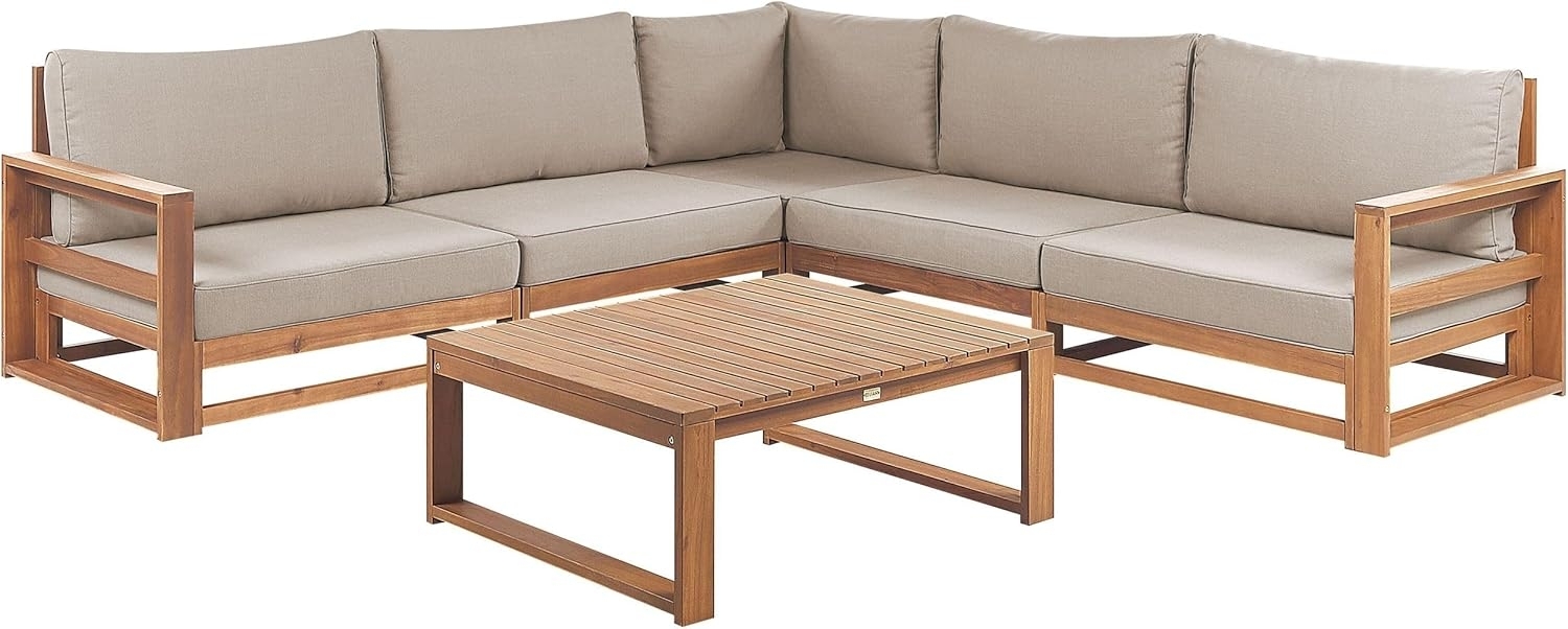 Beliani 'Timor' Lounge-Set, Zertifiziertes Akazienholz, Heller Holzfarbton Bild 1