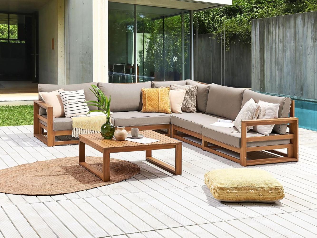 Beliani 'Timor' Lounge-Set, Zertifiziertes Akazienholz, Heller Holzfarbton Bild 1