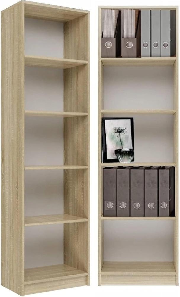 Home Collective Bücherregal Aktenregal Standregal Raumteiler Sonoma Natur mit 5 offenen Fächern aus MDF Holz | Breite 50 cm Bild 1