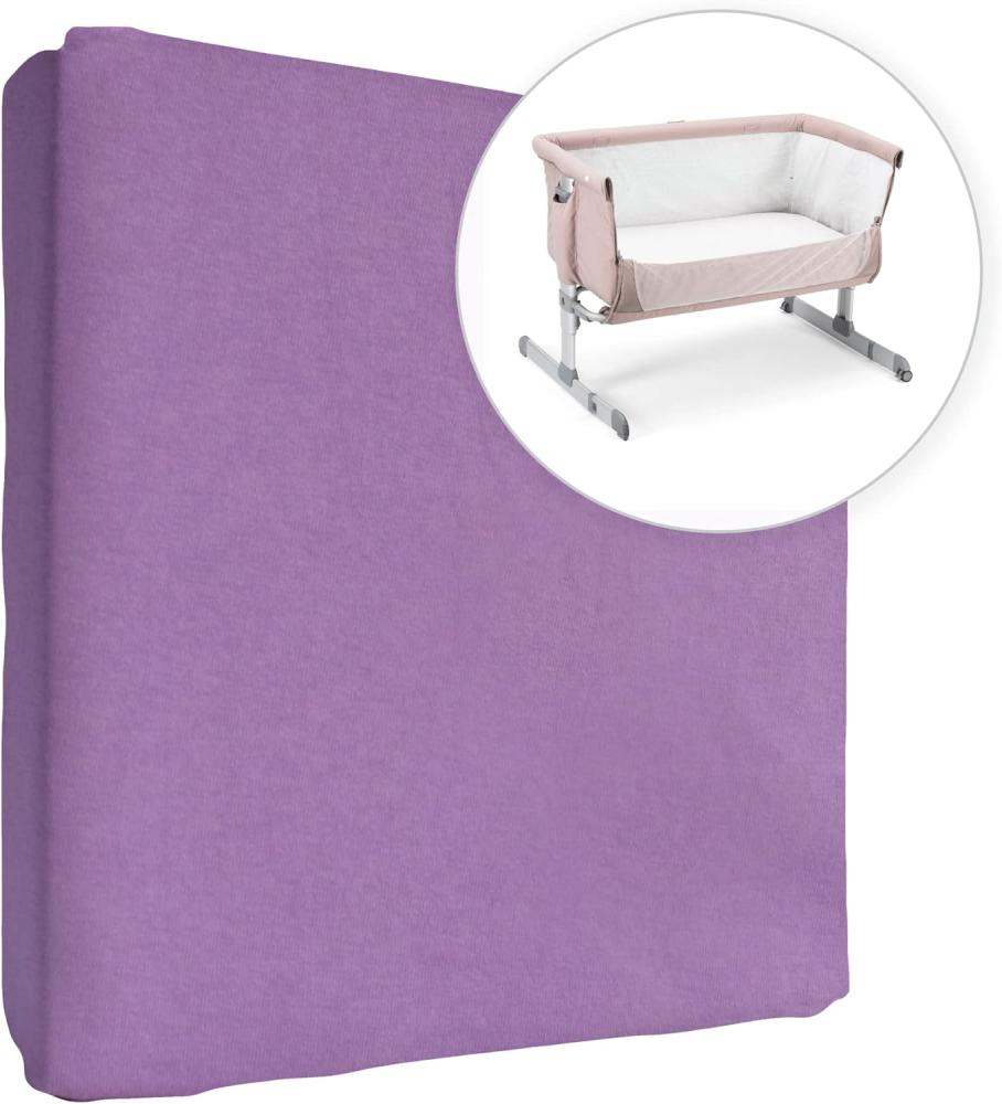 Jersey 100% Baumwolle Spannbettlaken für 83x50 cm Baby Co-Sleeper Kinderbett Matratze (Violett) Bild 1