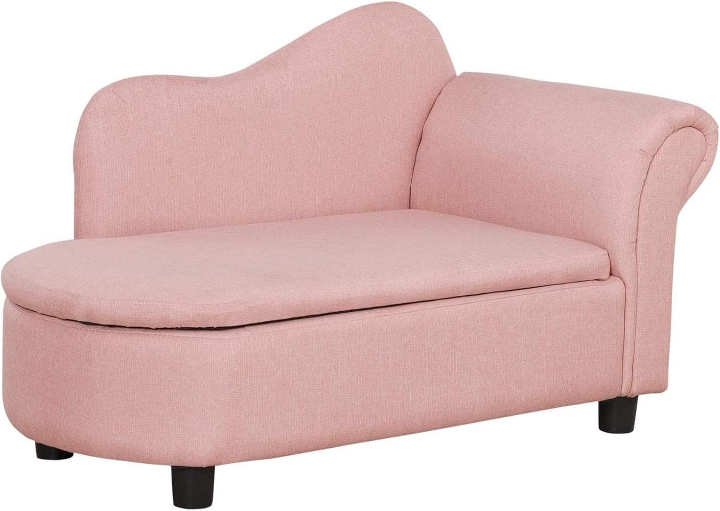 HOMCOM Sessel Kindermöbel, Kinderstuhl, Leinenoptik, aus Massivholz (Kindercouch, 1-St, Kindersofa), für Kinder 1,5-3 Jahre, Rosa Bild 1