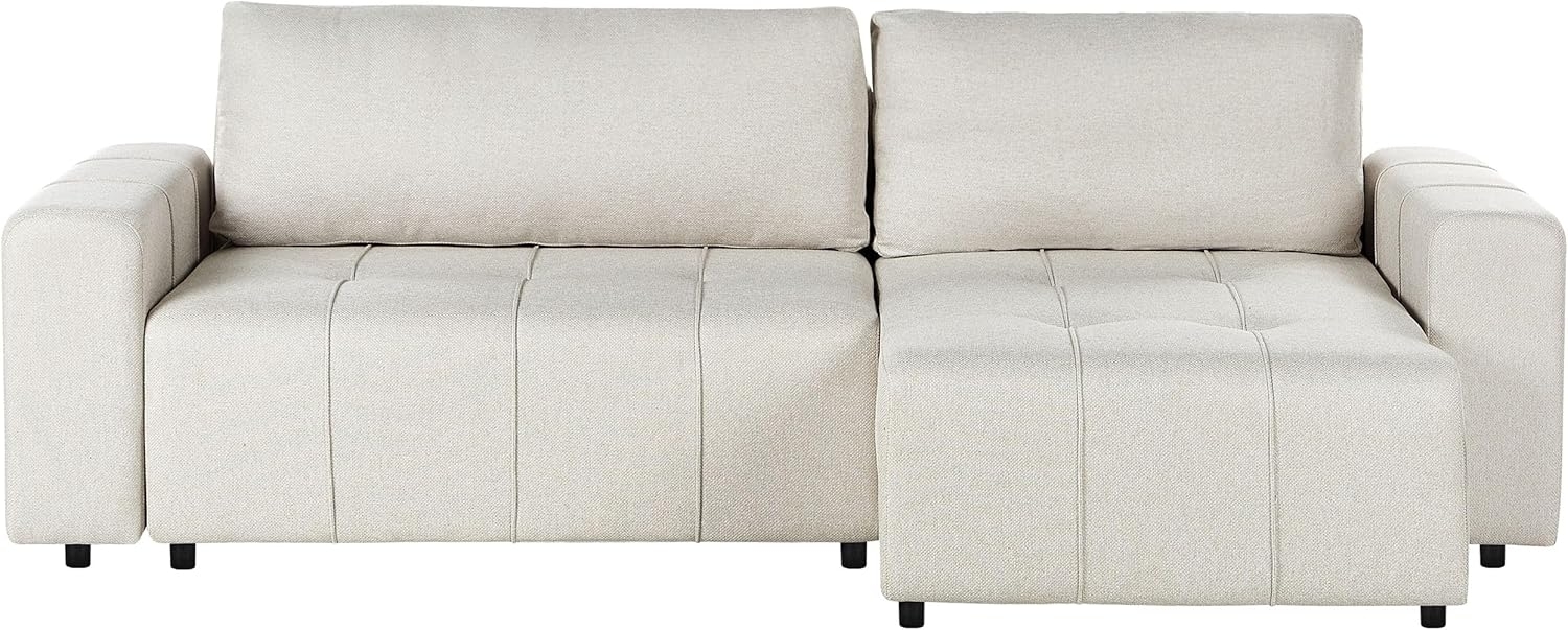 3-Sitzer Ecksofa Stoff hellbeige linksseitig mit Schlaffunktion Stauraum INNVIK Bild 1