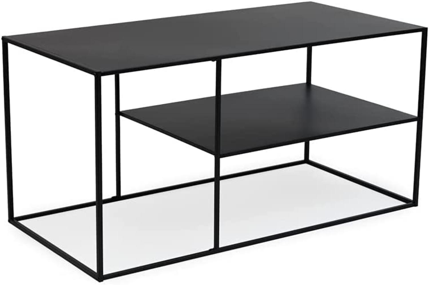LIFA LIVING Rechteckiger Couchtisch aus schwarzem Metall mit Fach, Moderner Konsolentisch im Industrie Design, Vintage Wohnzimmertisch in 100 x 50 x 50 cm Bild 1