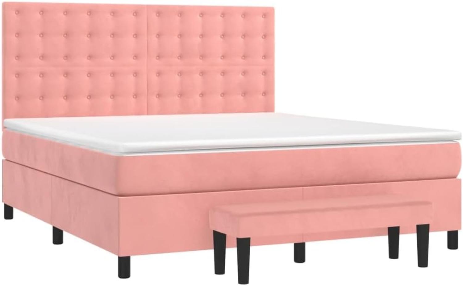 vidaXL Boxspringbett mit Matratze Rosa 180x200 cm Samt 3138102 Bild 1