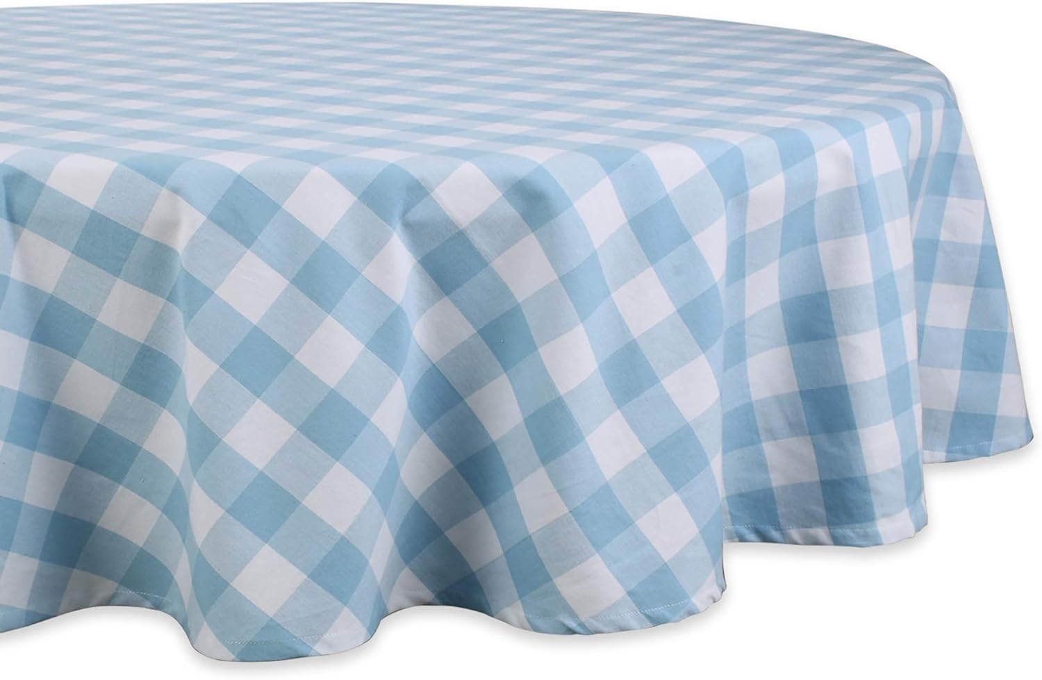 DII Buffalo Check Collection Classic Tischdecke, rund, 178 cm, Hellblau/Weiß Bild 1