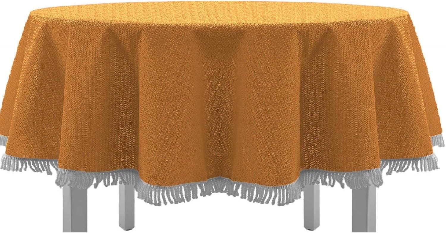 Gartentischdecke mit Fransen 150x210 cm oval orange Bild 1
