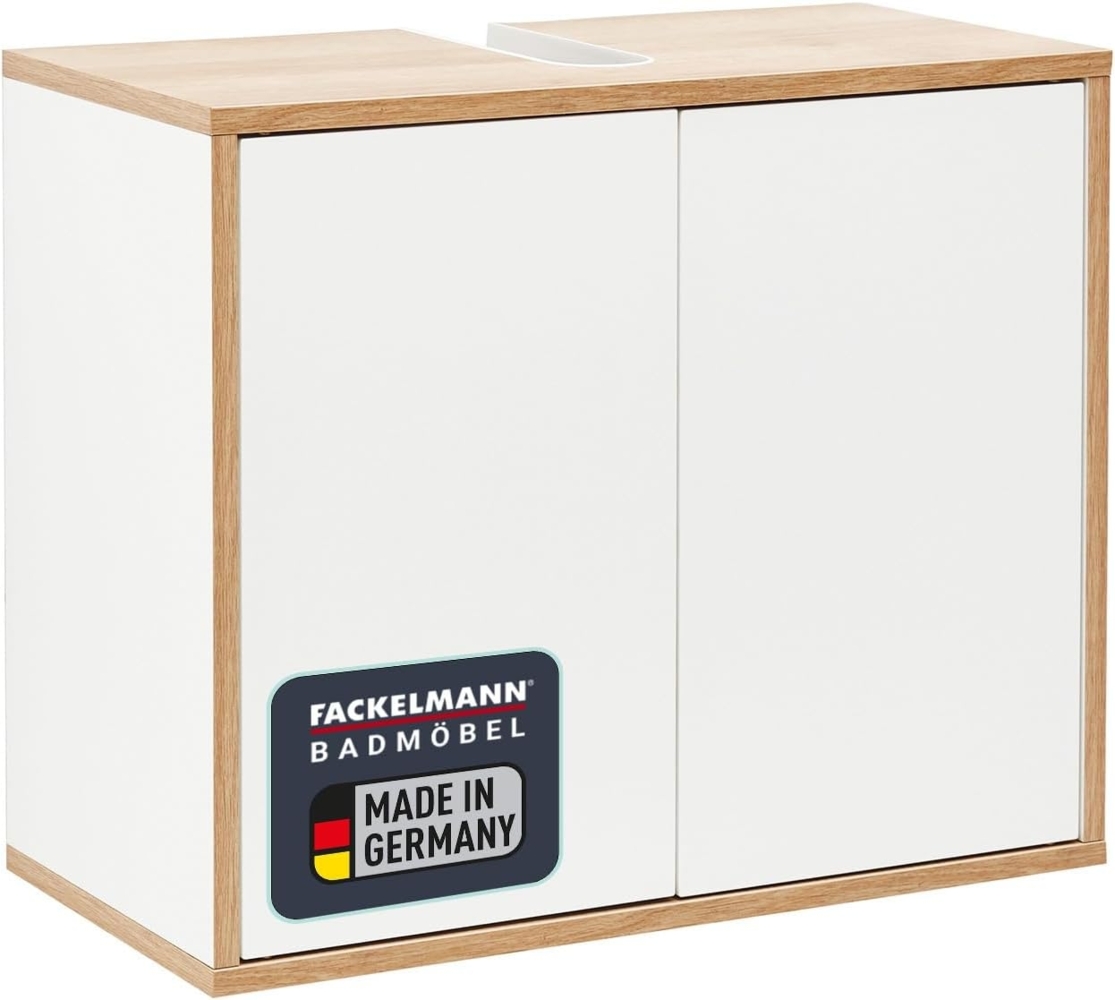 Fackelmann FINN Waschbeckenunterschrank 60 cm, Braun hell/Weiß Bild 1
