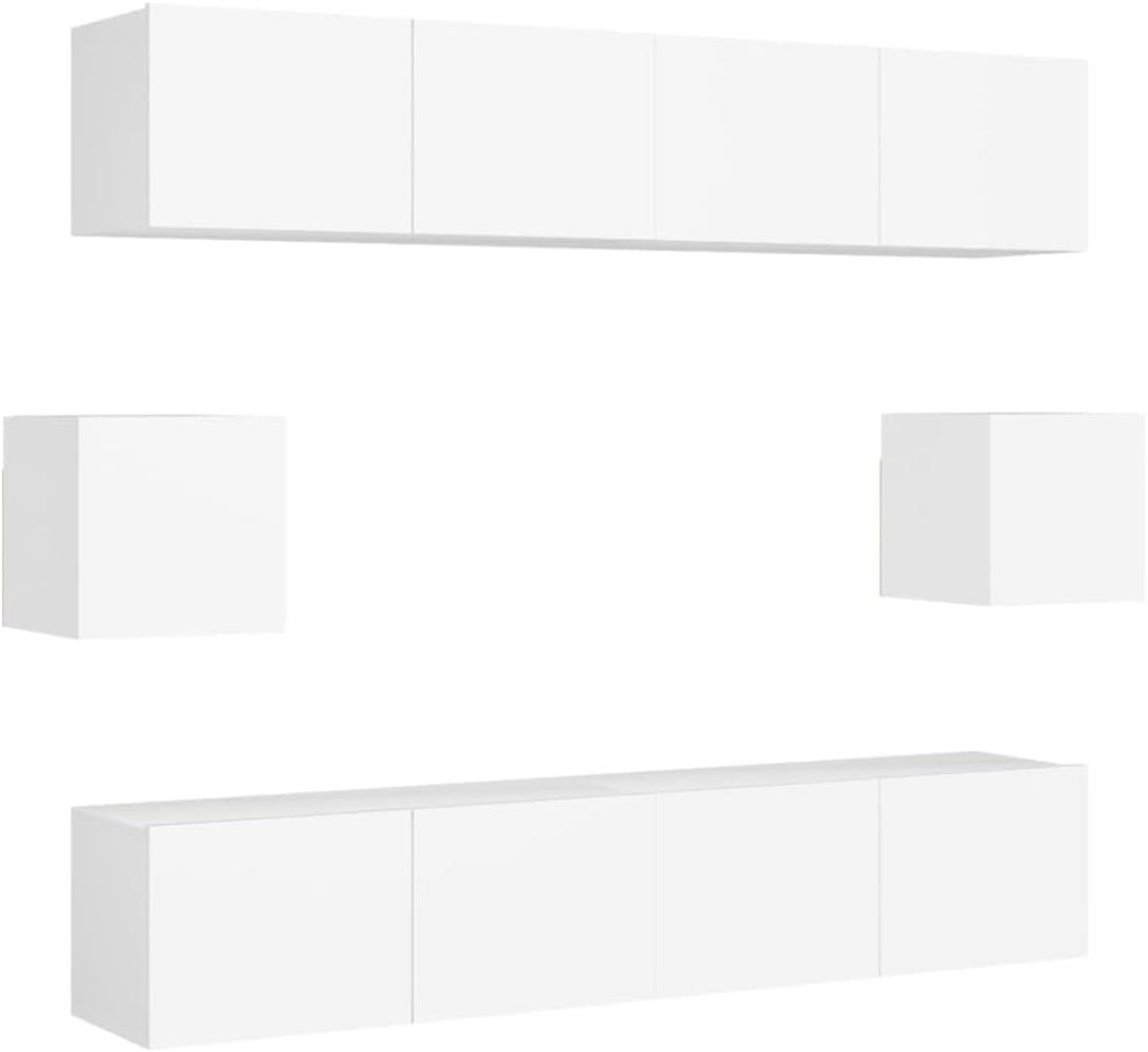 vidaXL 6-tlg. TV-Schrank-Set Weiß Spanplatte [3078683] Bild 1