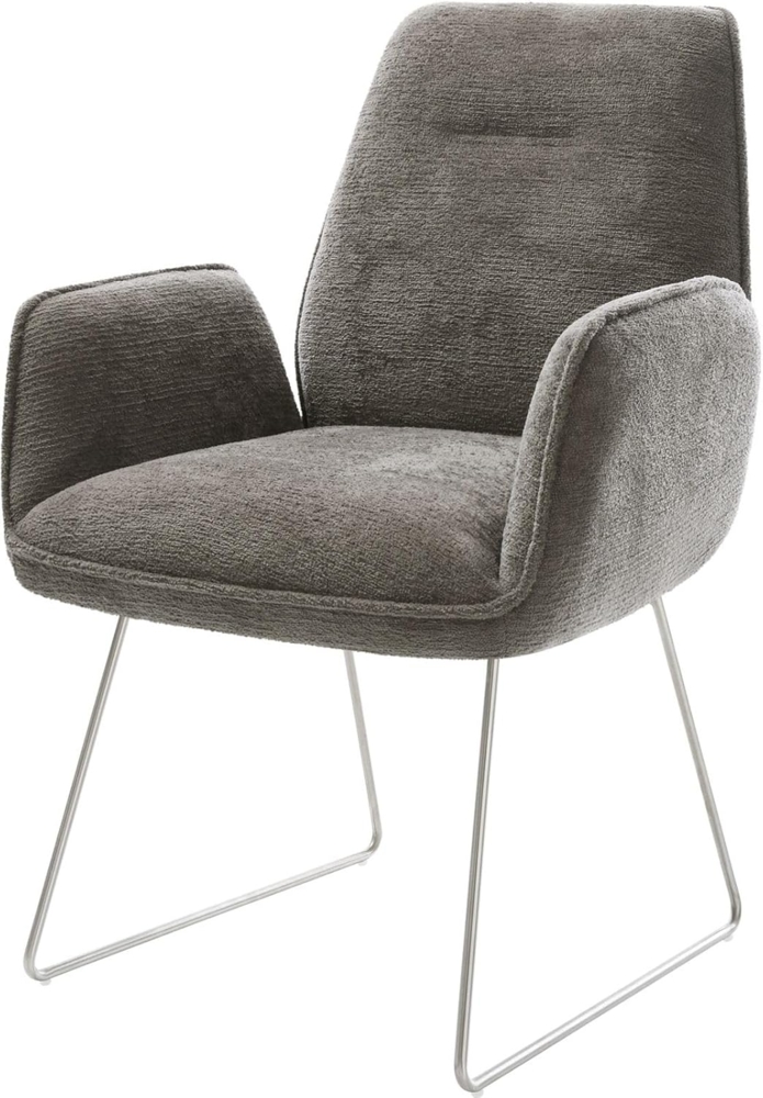 Esszimmerstuhl Zoa-Flex Bouclé Soft Schlamm Kufengestell Edelstahl Taschenfederkern Bild 1