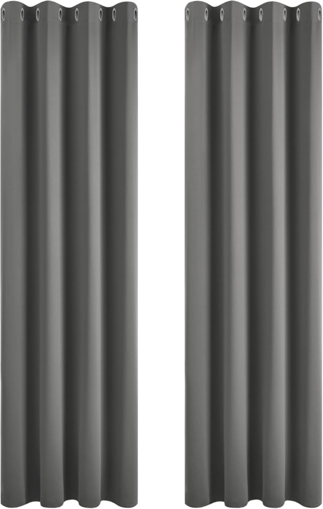 Deconovo Verdunkelungsvorhang Kälteschutz Gardinen Schlafzimmer Kälteschutzvorhang Blickdicht, 229x117 cm(HöhexBreite), Hellgrau, 2er Set Bild 1