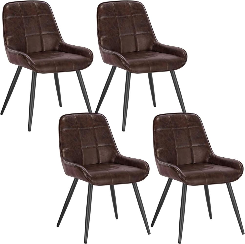 WOLTU Esszimmerstühle 4er Set, Polsterstuhl Kunstleder, Küchenstuhl gepolstert, Akzentstuhl für Wohnzimmer Schlafzimmer Küche, ergonomischer Stuhl mit Rückenlehne, Dunkelbraun, BH332dbr-4 Bild 1