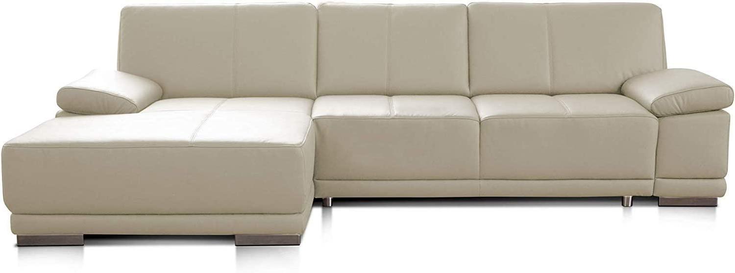 CAVADORE Bettsofa Corianne in Echtleder / Ecksofa inkl. Schlaffunktion und verstellbaren Armlehnen / 282 x 80 x 162 / Echtes Leder, weiß Bild 1