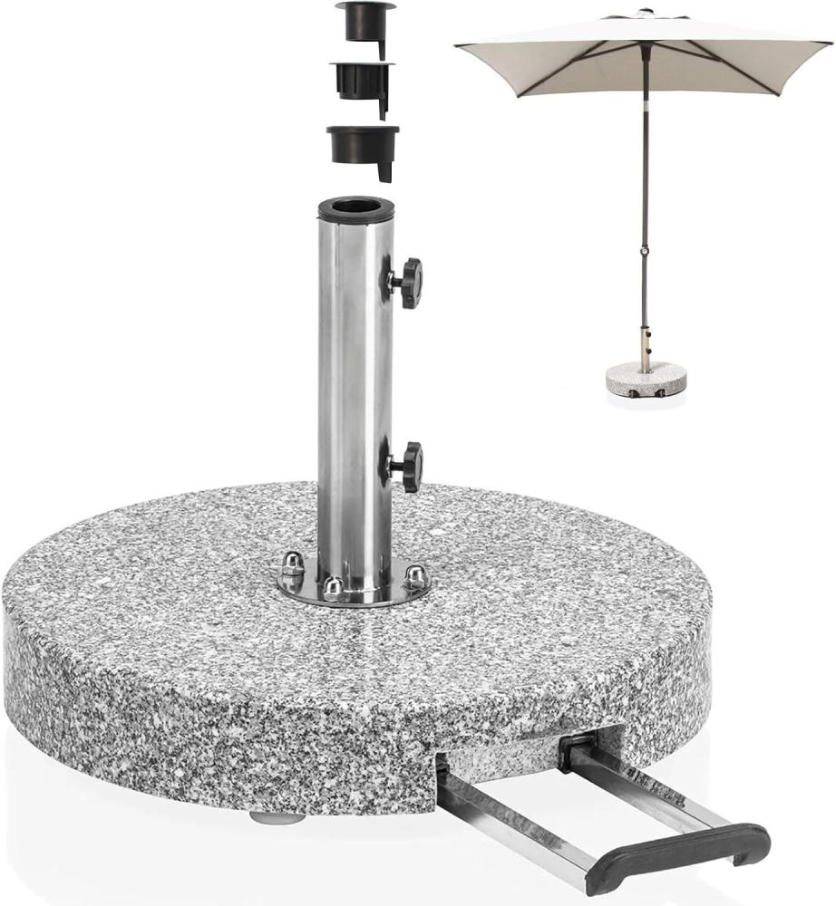 Kettler Easy-Stand Schirmständer Granit/Edelstahl Rohr Griff und Rollen 55 kg Bild 1