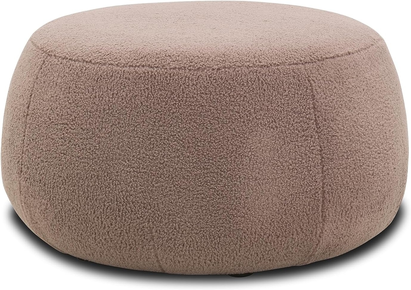 DOMO. collection Polsterhocker Molina, moderner, runder Hocker aus Teddy-Stoff, Sitzhocker, Fußhocker, Beistellhocker, Sofa-Hocker, Garnitur 75 x 75 x 42 cm (BxTxH), altrosa Bild 1