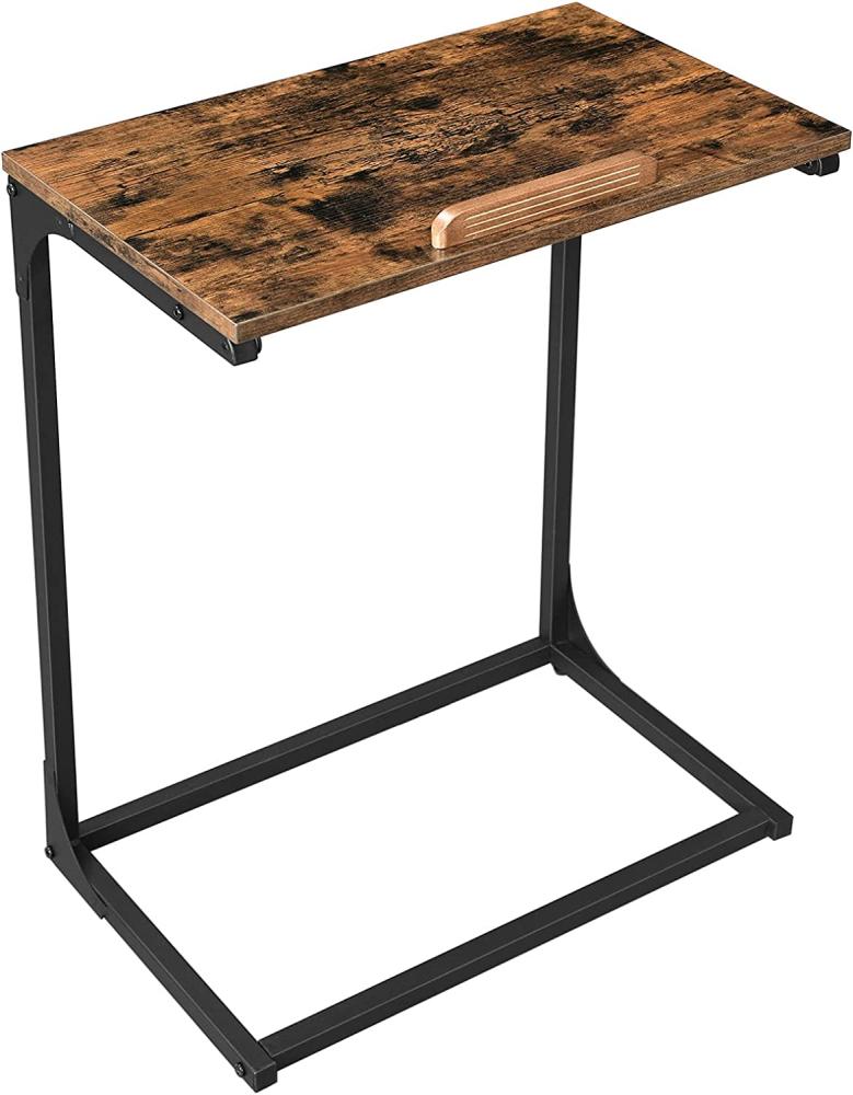Vasagle Beistelltisch,Schreibtisch, Laptoptisch mit Verstellbarer Oberfläche, Sofatisch, Schlafzimmer, Wohnzimmer, einfacher Aufbau, Stahlgestell, Industriestil, vintagebraun-schwarz LNT057B01 Bild 1