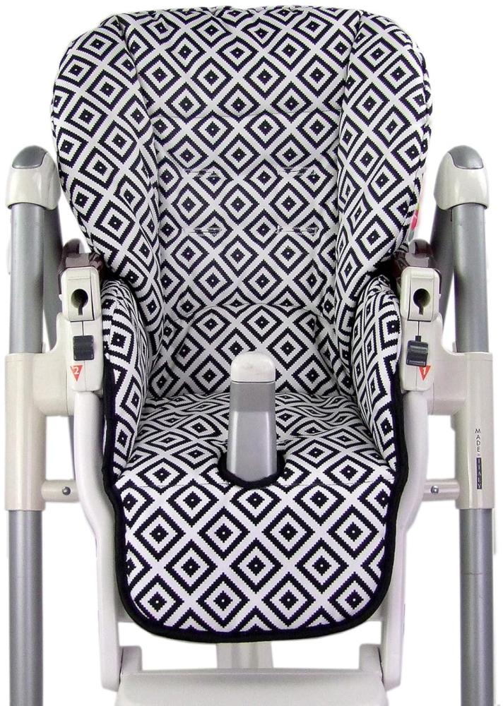 Babys-Dreams Sitzkissen Ersatzbezug für Peg Perego Prima Pappa Diner *20 FARBEN* NEU (Schwarz/Weiße Karos) XX Bild 1