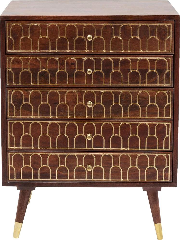 Kare Design 83487 Kommode Muskat -5 Schübe, kleines, schmales Sideboard mit 5 Schüben, braunt- gold, Retro Kommode, (H/B/T) 80x60x40 cm Bild 1