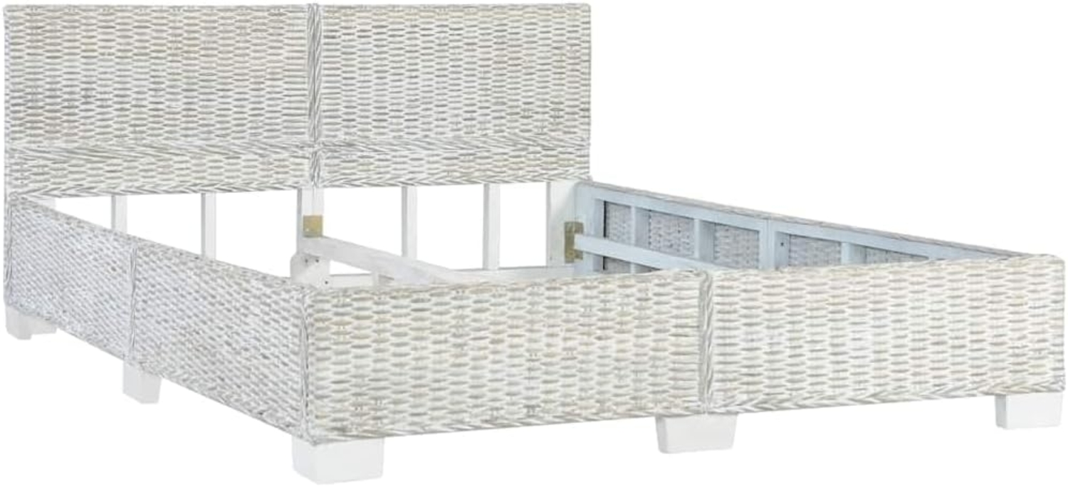 vidaXL Bettgestell Grau Natur Rattan 140 x 200 cm 283091 Bild 1