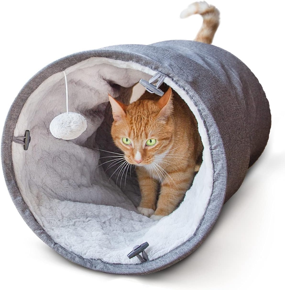 Canadian Cat Company Tiertunnel Katzentunnel mit Kuschelfell, variable Form, integriertes Katzenspielzeug Bild 1