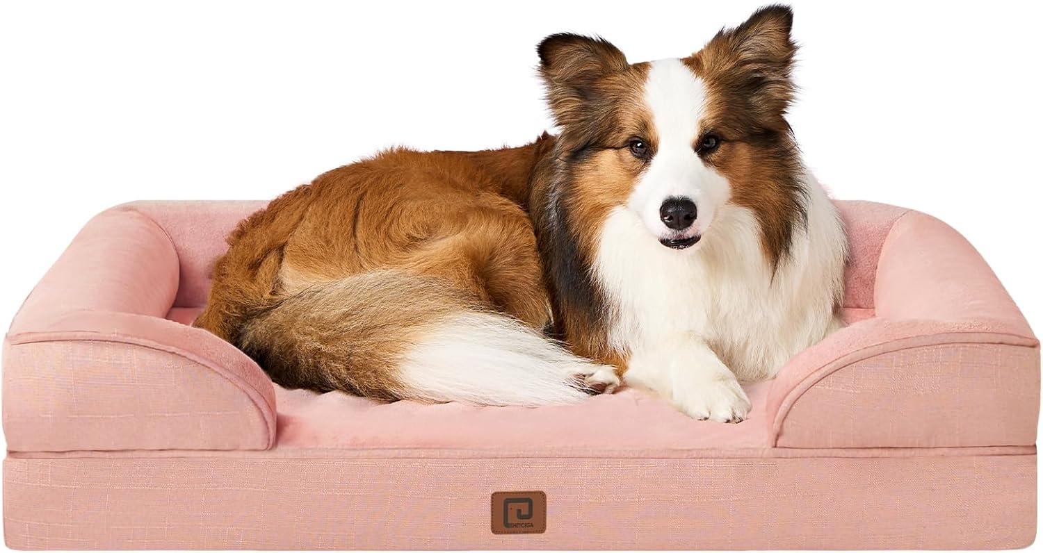 EHEYCIGA Orthopädisches Hundebett Grosse Hunde, Memory Foam, Mittelgroße Hunde, Waschbar Wasserdicht, rutschfest, mit Hohem Rand Bild 1