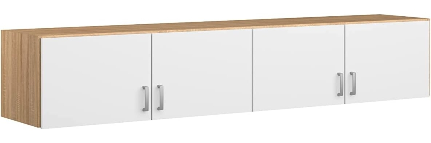 Rauch Möbel Bremen Schrankaufsatz für zusätzlichen Stauraum für den Kleiderschrank 4-türig, Eiche Sonoma / Weiß, kombinierbar mit Schrank-Breite 181 cm aus Modellserie Bremen BxHxT 181x39x54 cm Bild 1