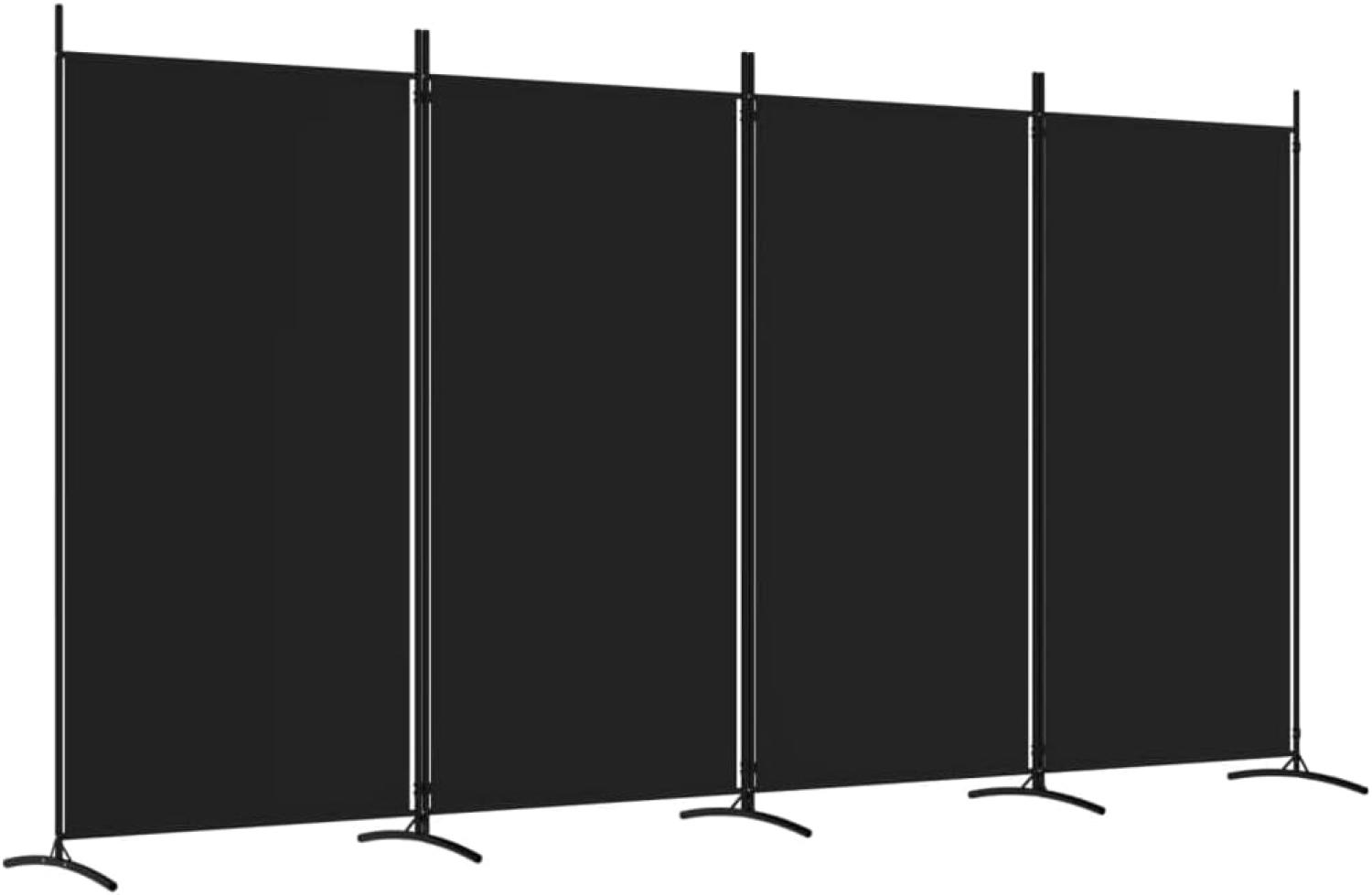 vidaXL 4-tlg. Paravent Schwarz 346x180 cm Stoff 350265 Bild 1