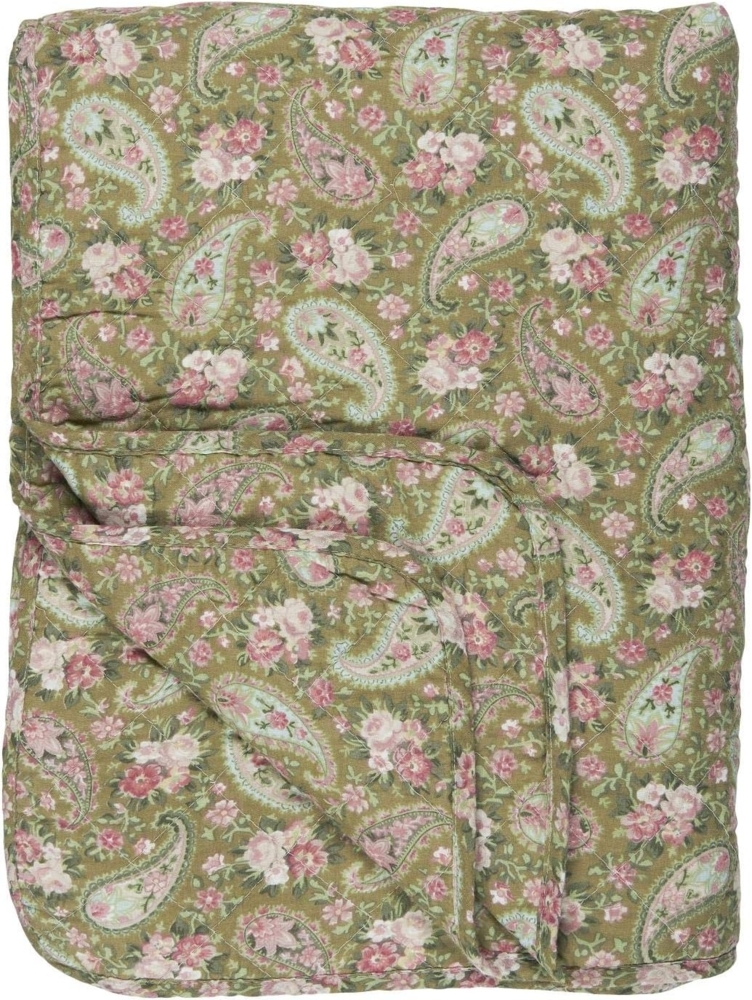 Decke Quilt Tagesdecke Überwurf Grün Rosa Blumen 180x130cm Ib Laursen 0727-00 Bild 1