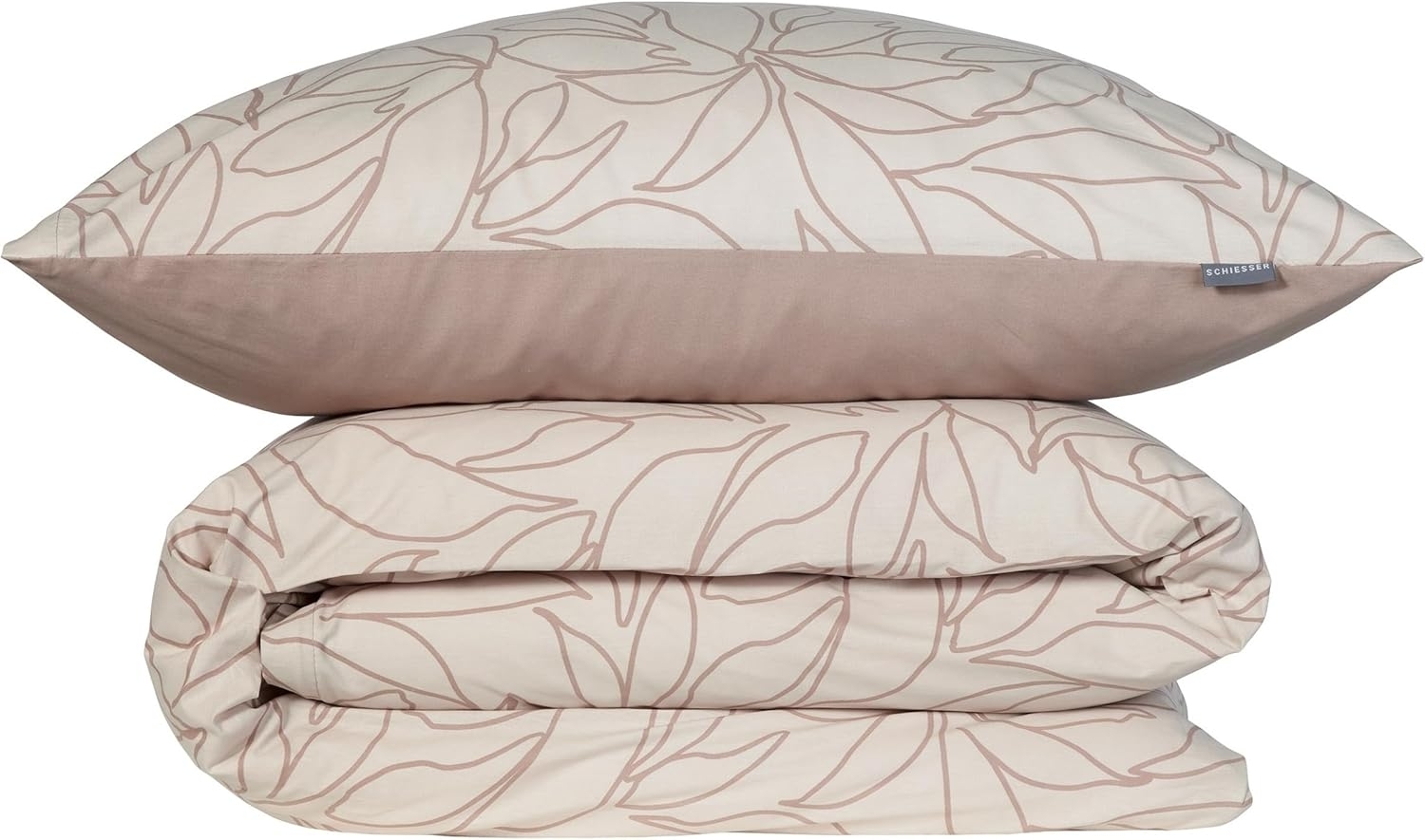 Schiesser Bettwäscheset Leaves - Renforcé - 2-teilig - 155 x 220 cm - Taupe Bild 1