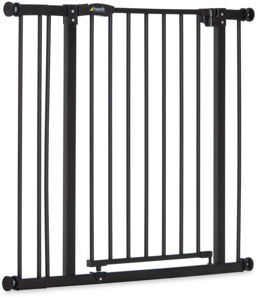 Hauck Close N Stop Treppenschutzgitter, inklusive 9 cm Verlängerung/Türgitter/84-89 cm/ohne Bohren/Kinder/Hunde/ kombinierbar mit Y-Spindel für Geländer/beidseitig schwenkbar/Metall/charcoal (grau) Bild 1