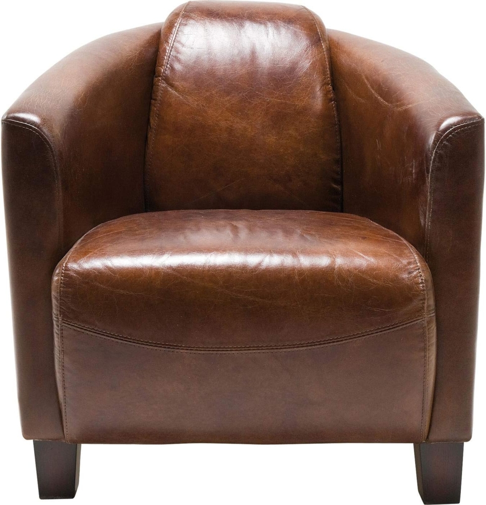 Kare Design Sessel Cigar Lounge, Braunes Echtleder, bequemer TV-/Couch-/Chill Sessel im Retro-Design, Kolonialstil Sessel, Relaxsessel zum Lesen, (H/B/T) 70 x 72 x 83 cm Bild 1