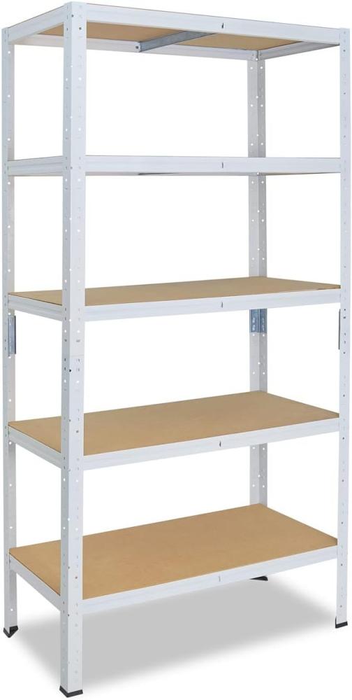 shelfplaza Schwerlastregal HOME, 200x100x60cm weiß, Metallregal mit 5 Böden, als Kellerregal, Garagenregal, Werkstattregal oder Lagerregal, Steckregal Metall mit 175kg Tragkraft Bild 1