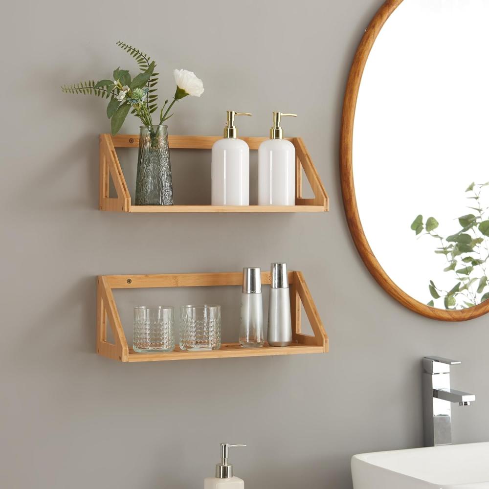 Wandregalset Gjerdrum 2er Set 43x15x15cm Bambus [en. casa] Bild 1