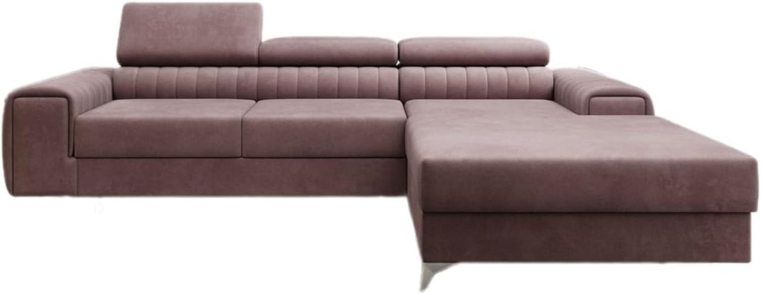 Designer Sofa Melinda mit Schlaf- und Klappfunktion Samt Rosé Rechts Bild 1