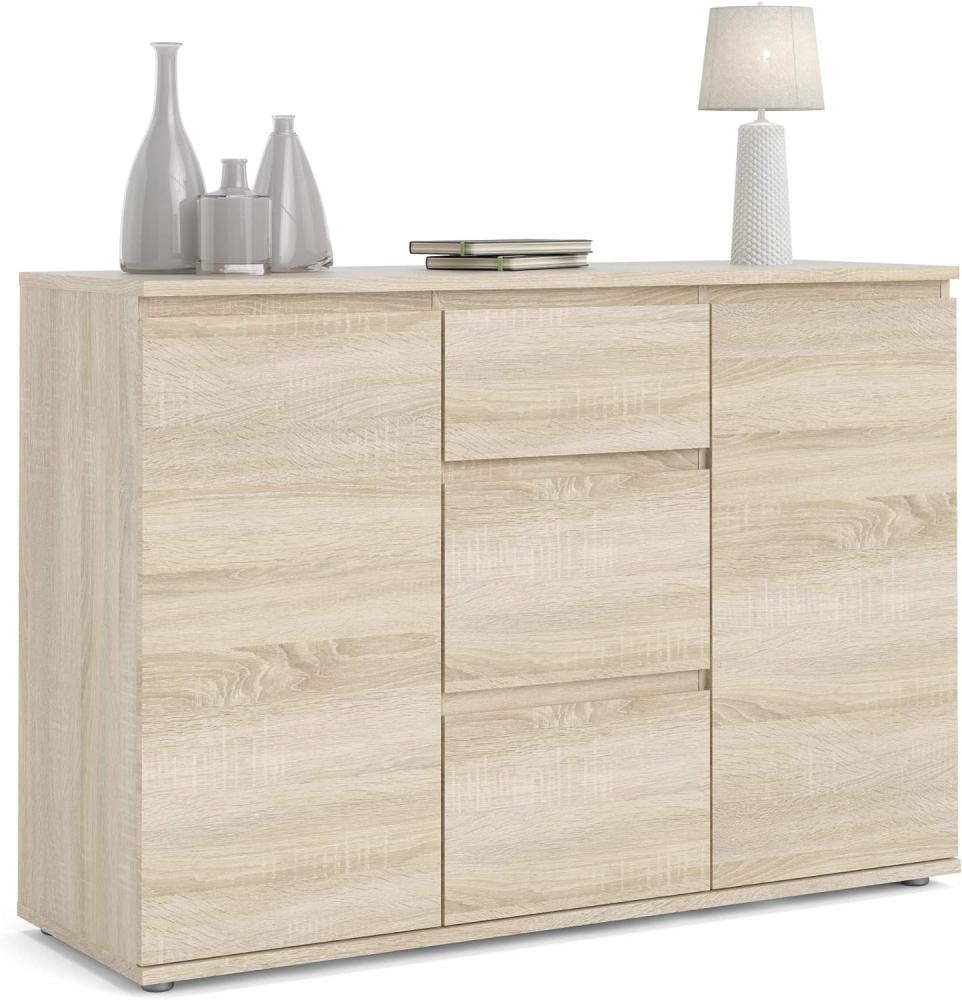 Sideboard mit Türen und Schubladen, Eichenfarbe, 119,45 x 83,7 x 40 cm Bild 1