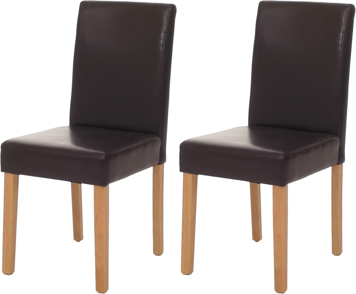 2er-Set Esszimmerstuhl Stuhl Küchenstuhl Littau ~ Kunstleder, braun, helle Beine Bild 1