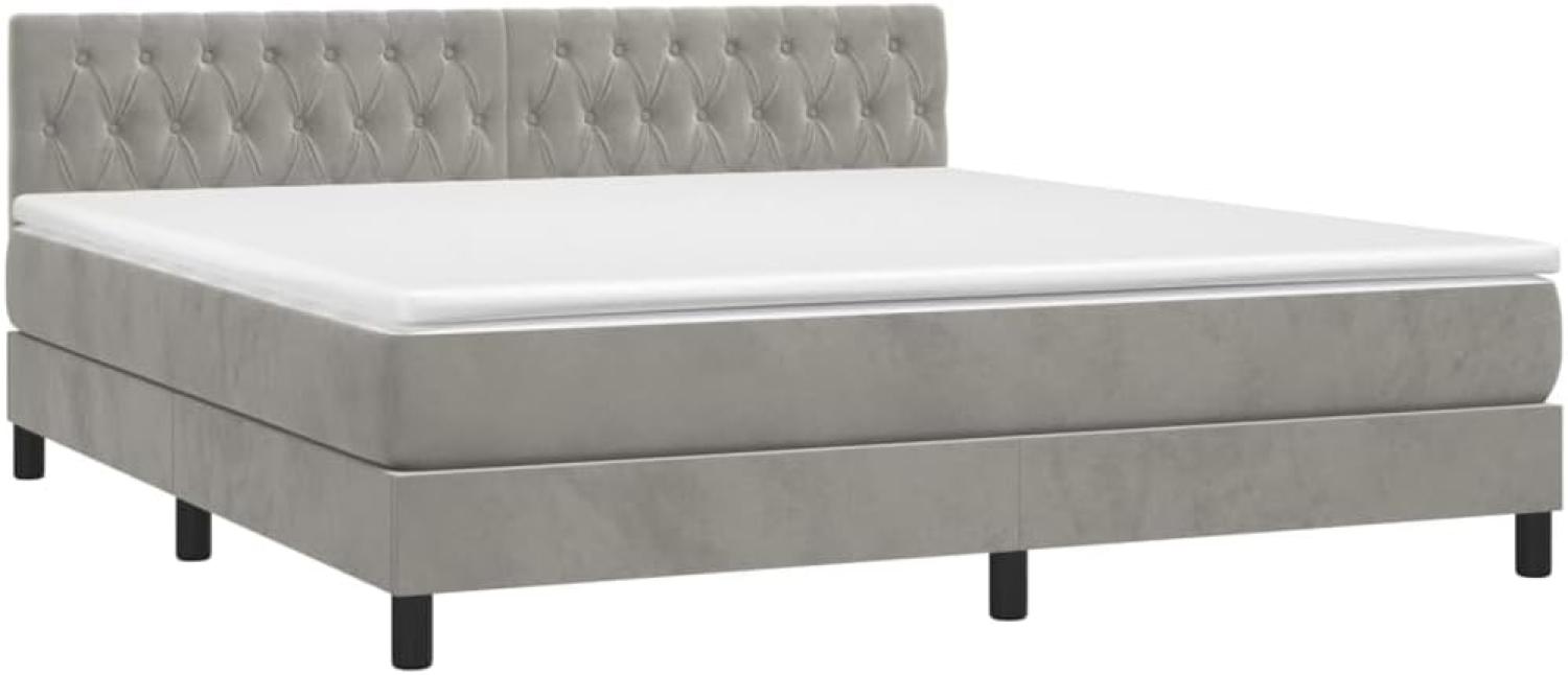 vidaXL Boxspringbett mit Matratze Hellgrau 180x200 cm Samt 3141497 Bild 1