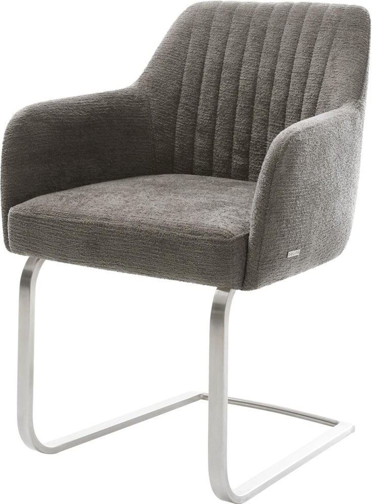 Freischwinger Greg-Flex Bouclé Soft Schlamm Freischwinger flach Edelstahl Taschenfederkern Bild 1