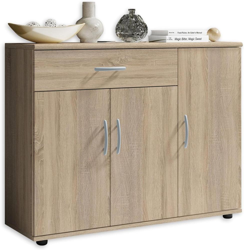 LILLY Kommode in Sonoma Eiche Optik - Modernes Sideboard mit viel Stauraum für Ihren Wohnbereich - 90 x 70 x 30 cm (B/H/T) Bild 1