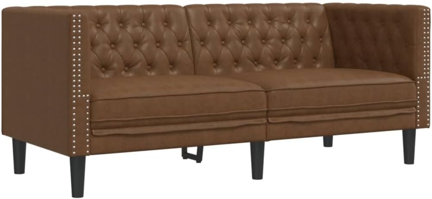 Chesterfield-Sofa 2-Sitzer Braun Kunstleder in Wildleder-Optik 372665 Bild 1