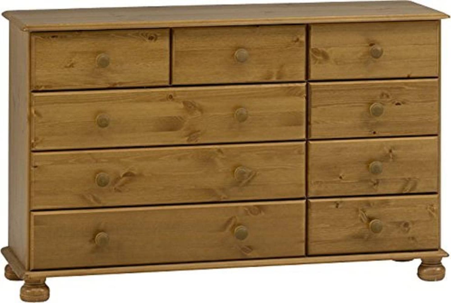 Steens Richmond Kommode, 3 großen und 6 kleine Schubladen, 120 x 74 x 39 cm (B/H/T), Kiefer massiv, gelaugt lackiert Bild 1