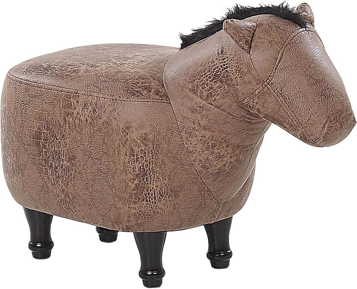 Beliani Pouf animal brown eco-leather HORSE Bild 1